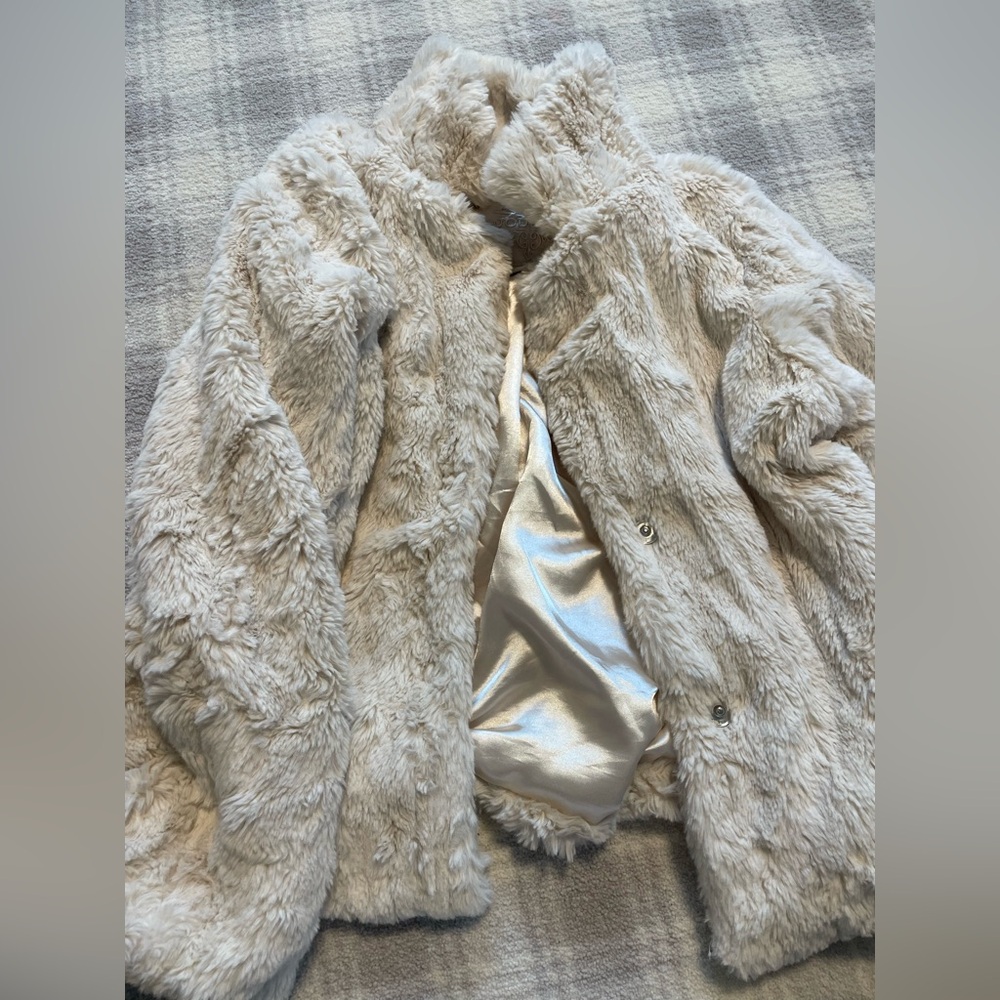 Jou Jou cream fuzzy jacket. Size medium